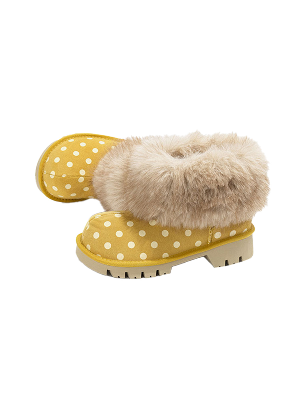 Faux Mink Fur Cuff Platform Snow Boots