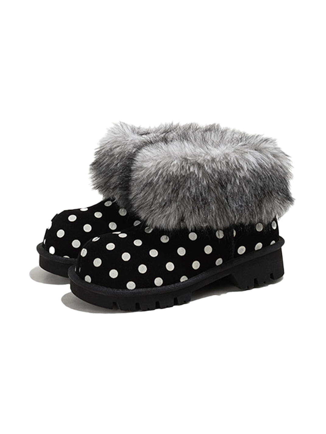 Faux Mink Fur Cuff Platform Snow Boots