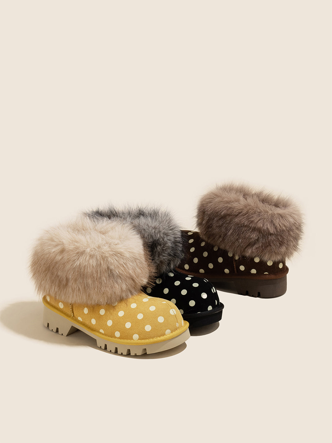 Faux Mink Fur Cuff Platform Snow Boots