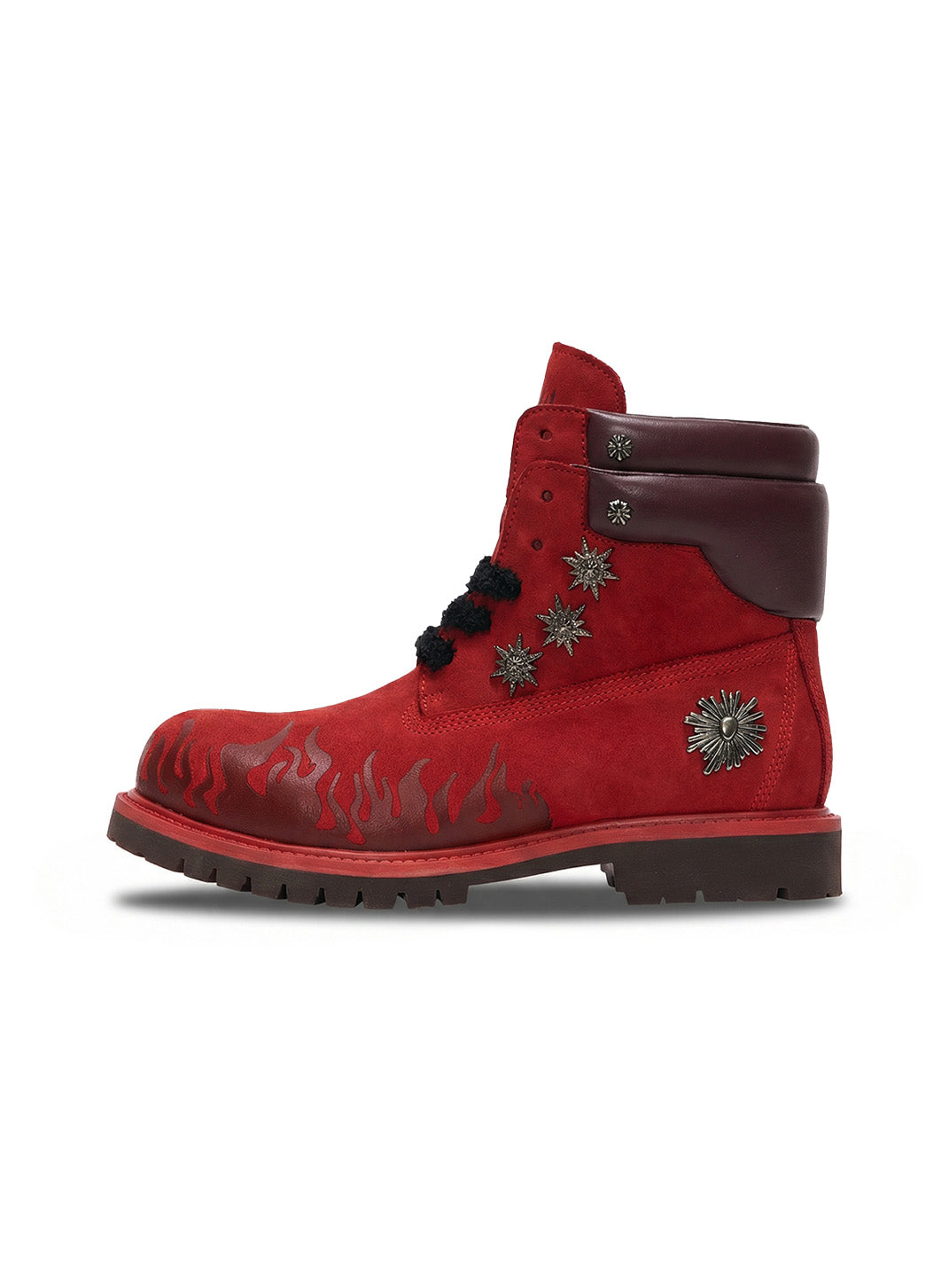 Flame Applique Genuine Leather Combat Boots - Skipkicks