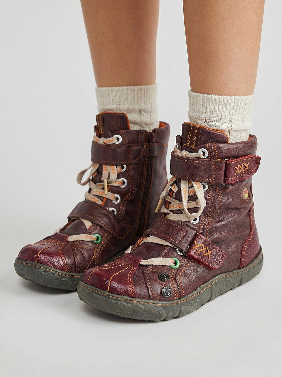 Fleece-Lined Hand-Stitched Mid-Calf Boots - Skipkicks