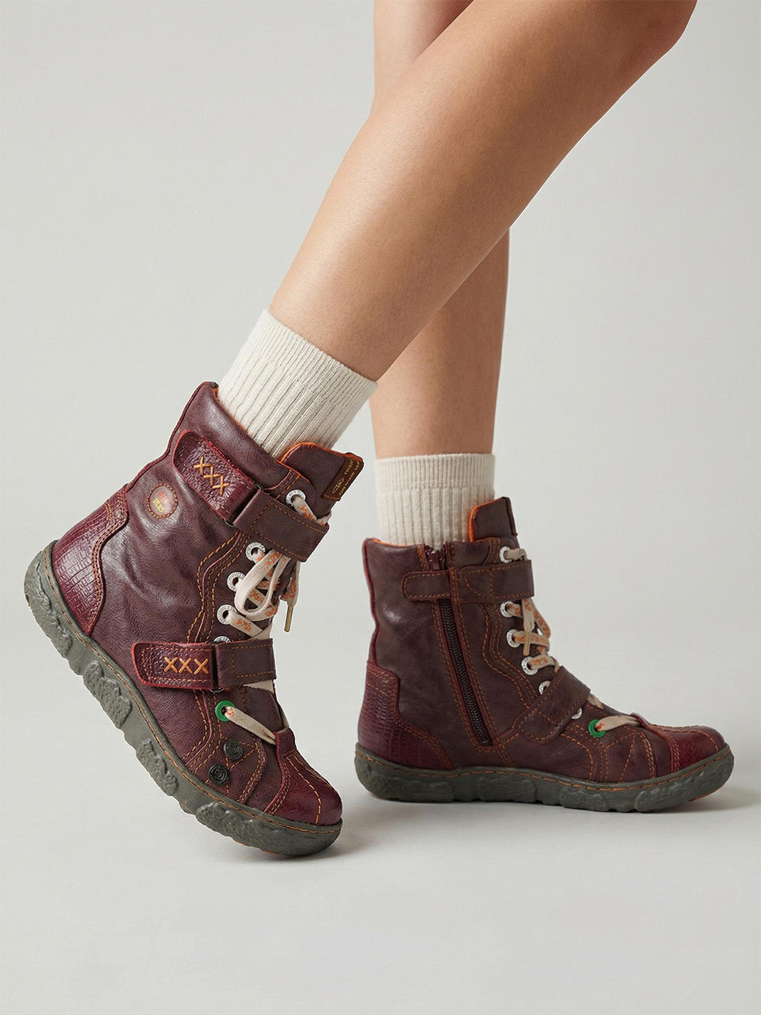 Fleece-Lined Hand-Stitched Mid-Calf Boots - Skipkicks