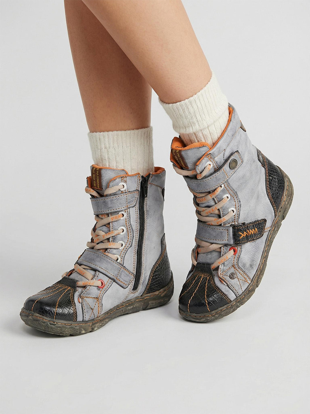Fleece-Lined Hand-Stitched Mid-Calf Boots - Skipkicks