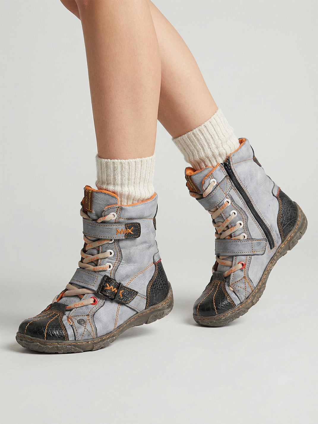 Fleece-Lined Hand-Stitched Mid-Calf Boots - Skipkicks
