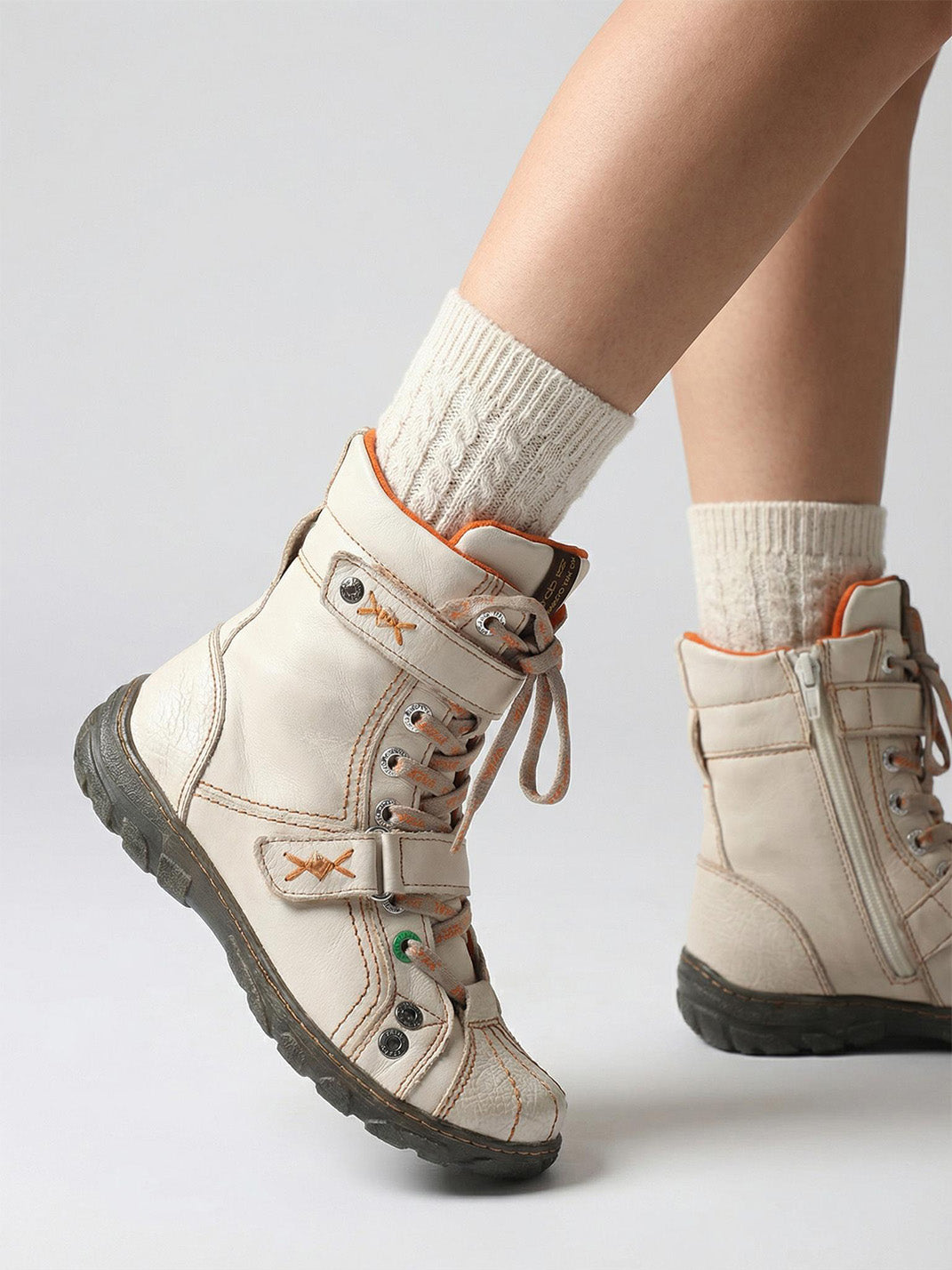 Fleece-Lined Hand-Stitched Mid-Calf Boots - Skipkicks