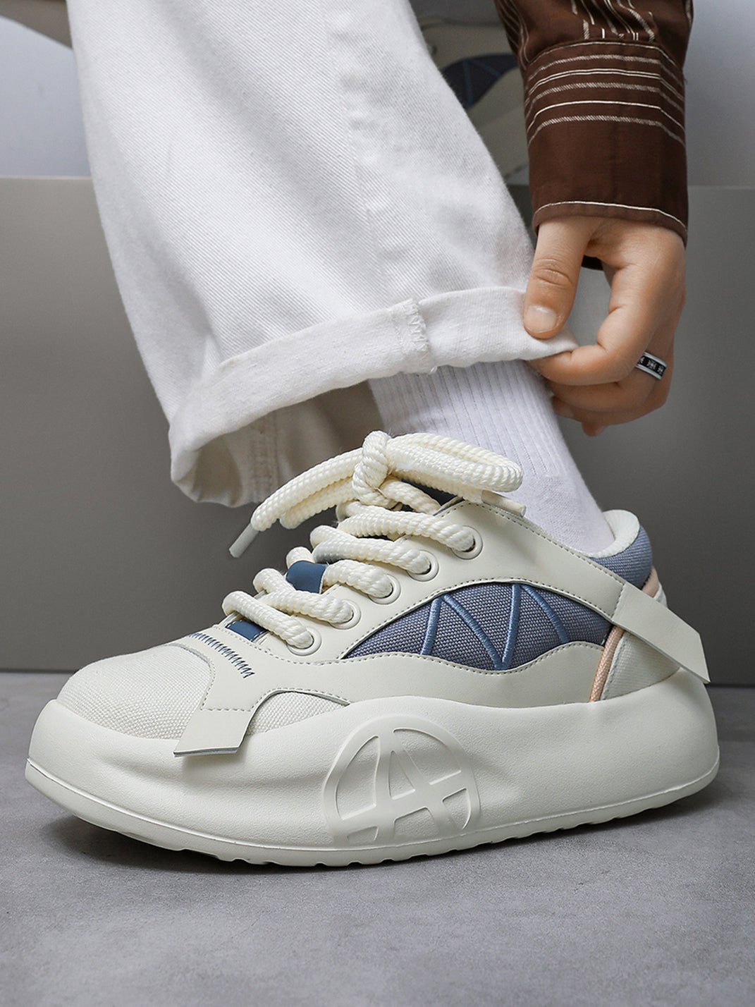 Geometric Panel Platform Runner Sneakers - Skipkicks