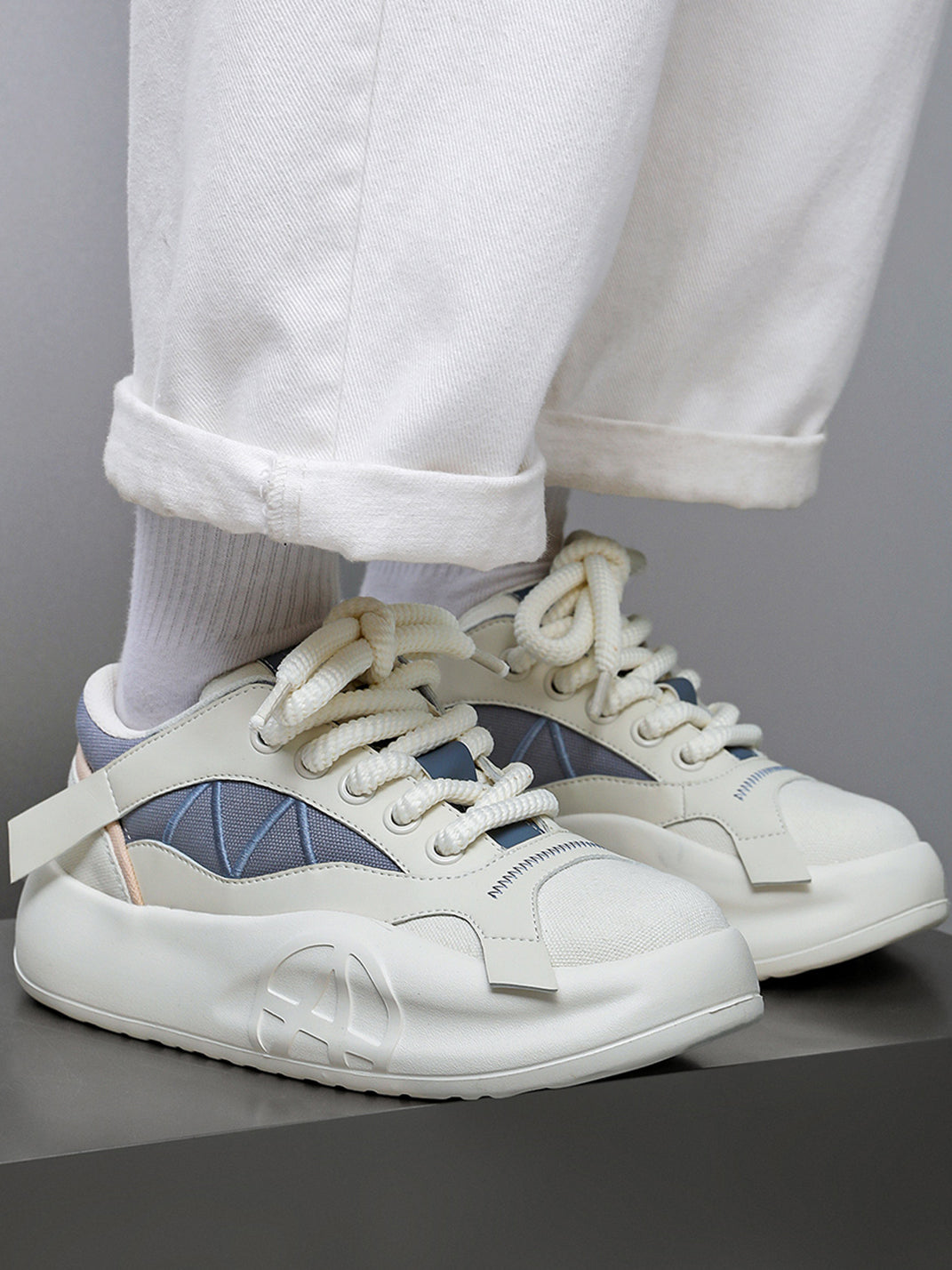 Geometric Panel Platform Runner Sneakers - Skipkicks