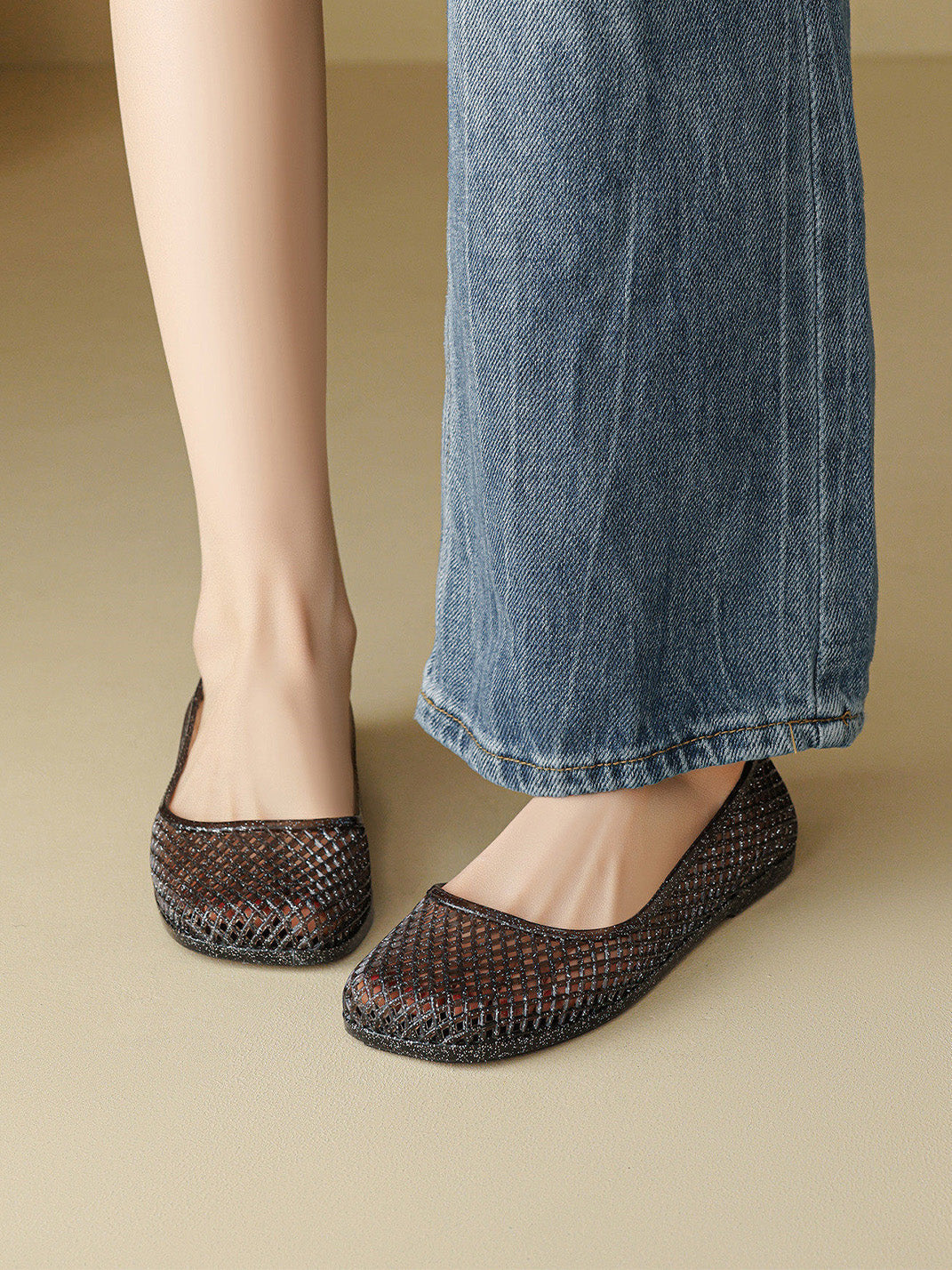 Glitter Mesh Jelly Ballet Flats - Skipkicks