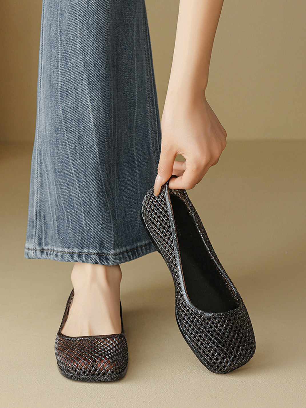 Glitter Mesh Jelly Ballet Flats - Skipkicks