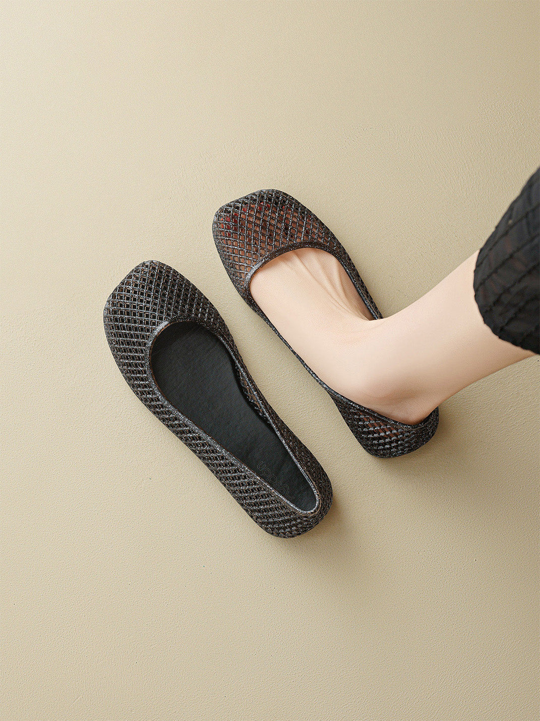 Glitter Mesh Jelly Ballet Flats - Skipkicks