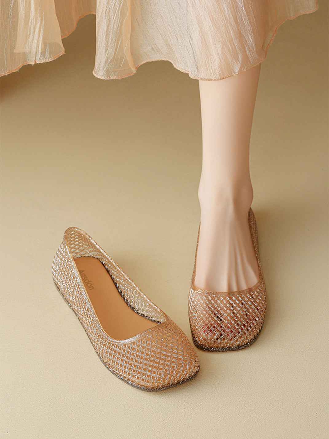 Glitter Mesh Jelly Ballet Flats - Skipkicks