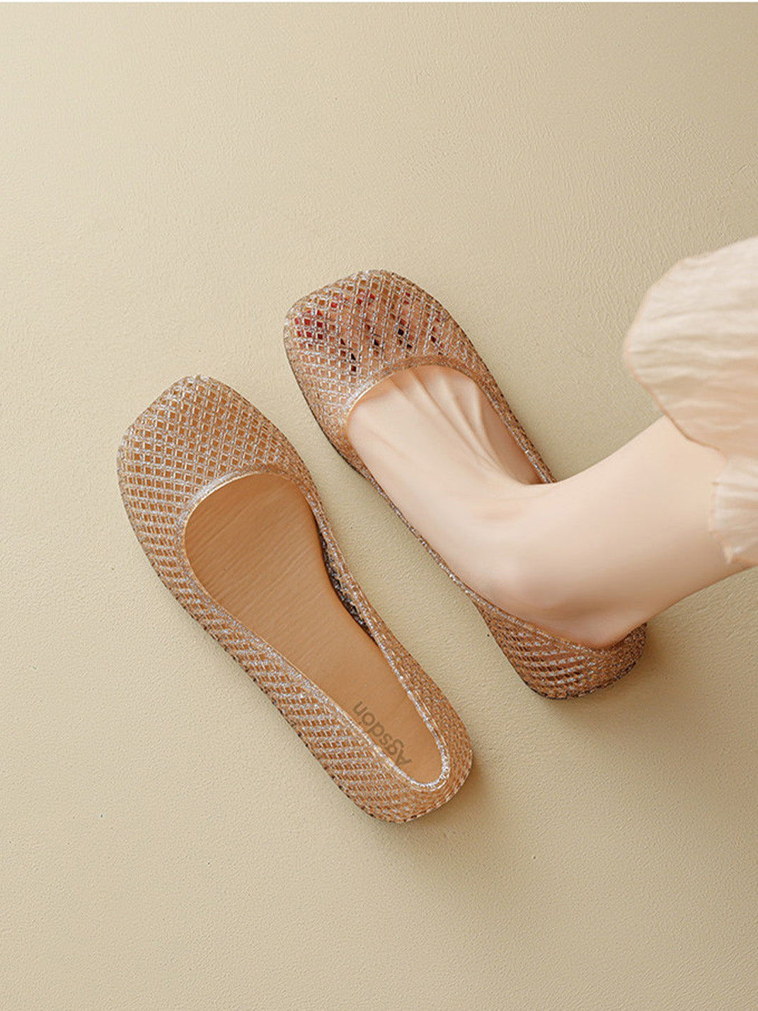 Glitter Mesh Jelly Ballet Flats - Skipkicks