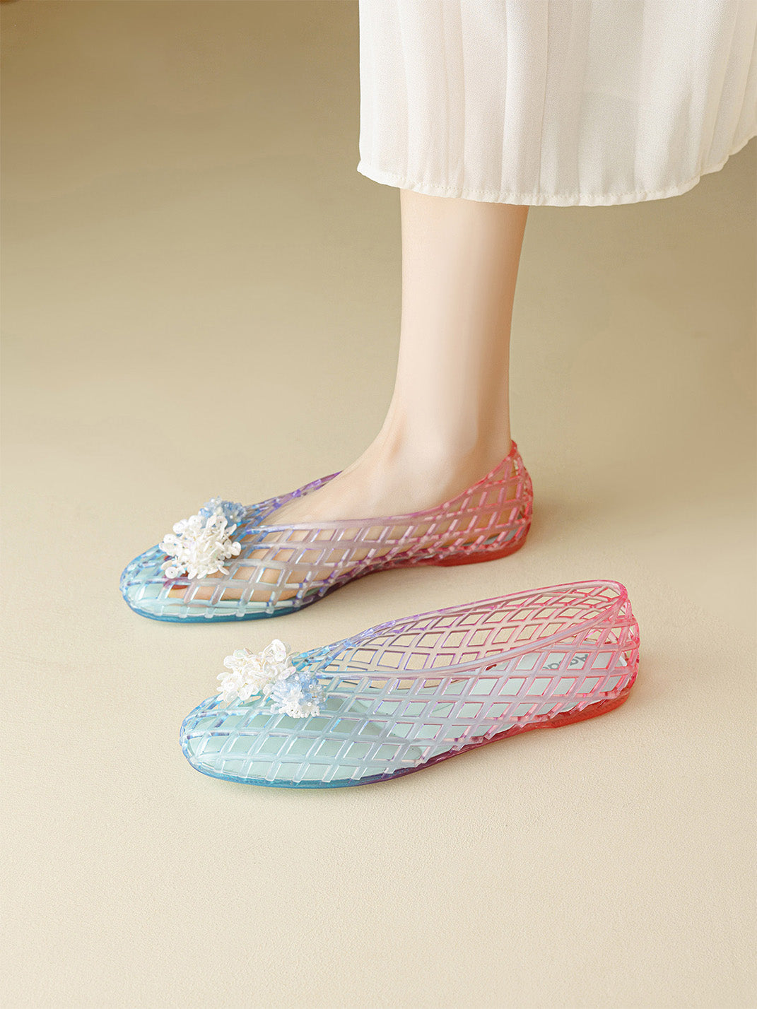 Gradient Rainbow Jelly Ballet Flats - Skipkicks