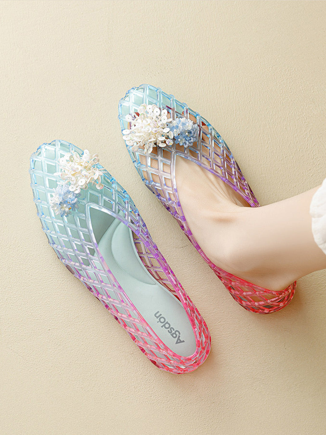 Gradient Rainbow Jelly Ballet Flats - Skipkicks