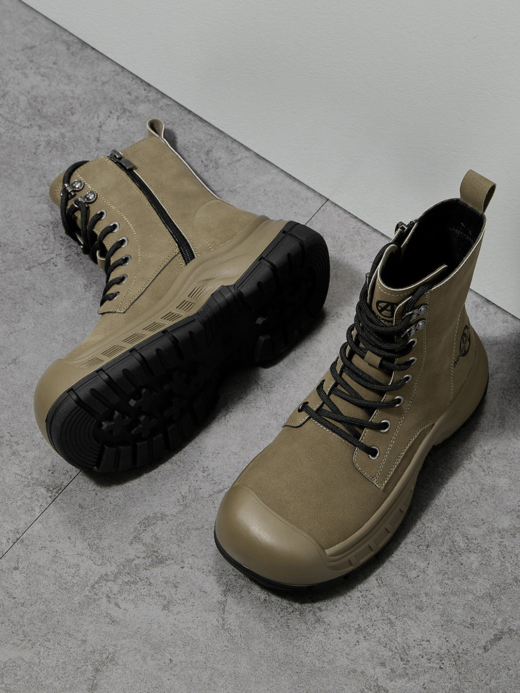 Gray Protective-Toe Platform Combat Boots - Skipkicks