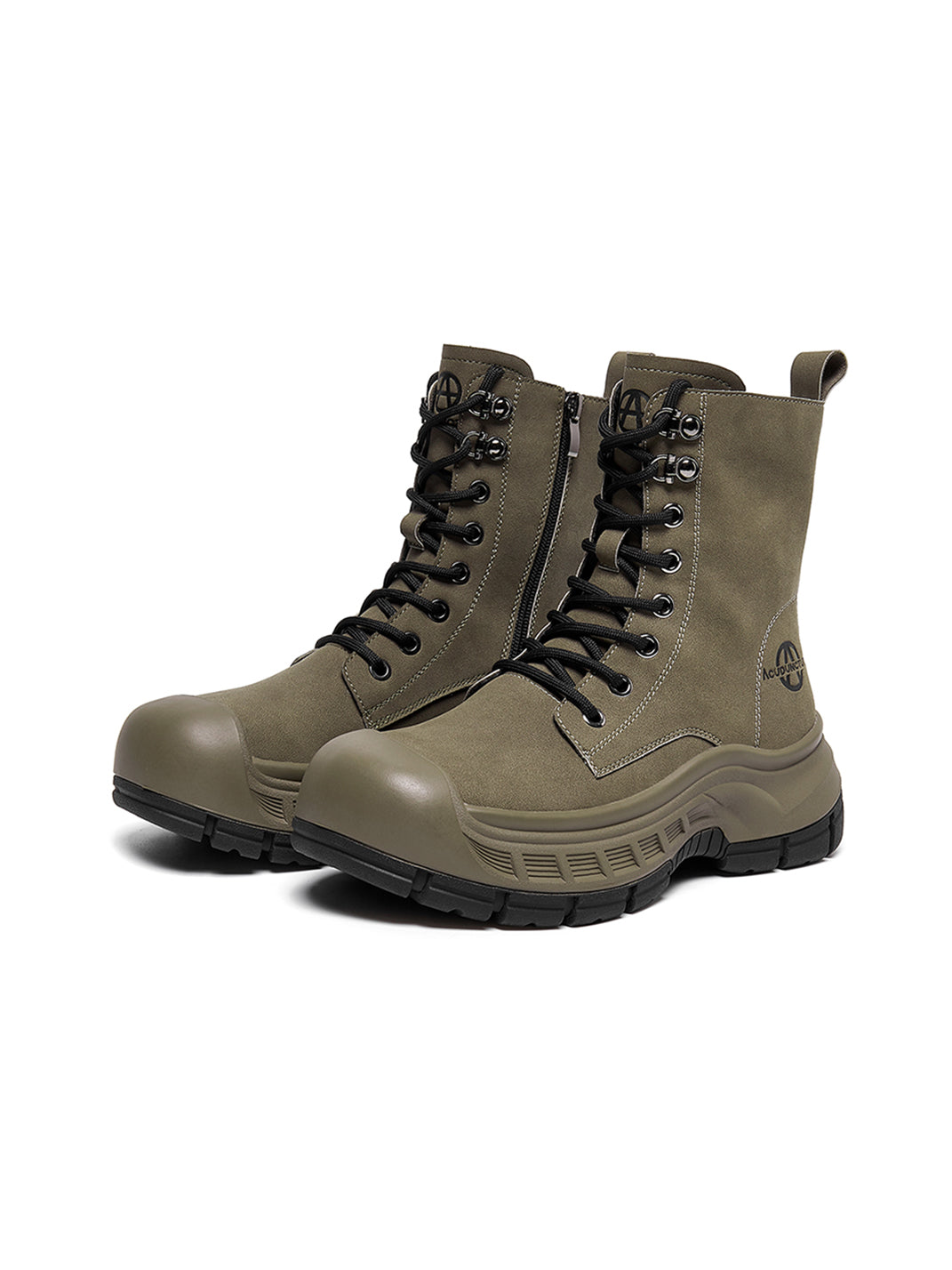 Gray Protective-Toe Platform Combat Boots - Skipkicks