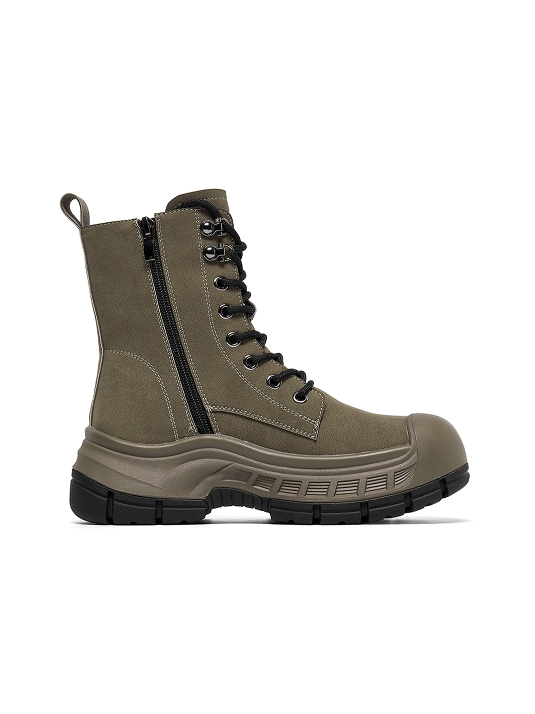 Gray Protective-Toe Platform Combat Boots - Skipkicks