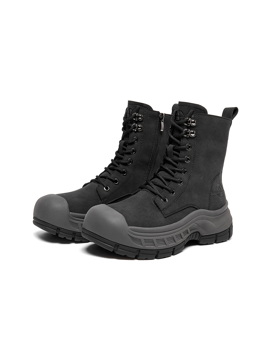 Gray Protective-Toe Platform Combat Boots - Skipkicks