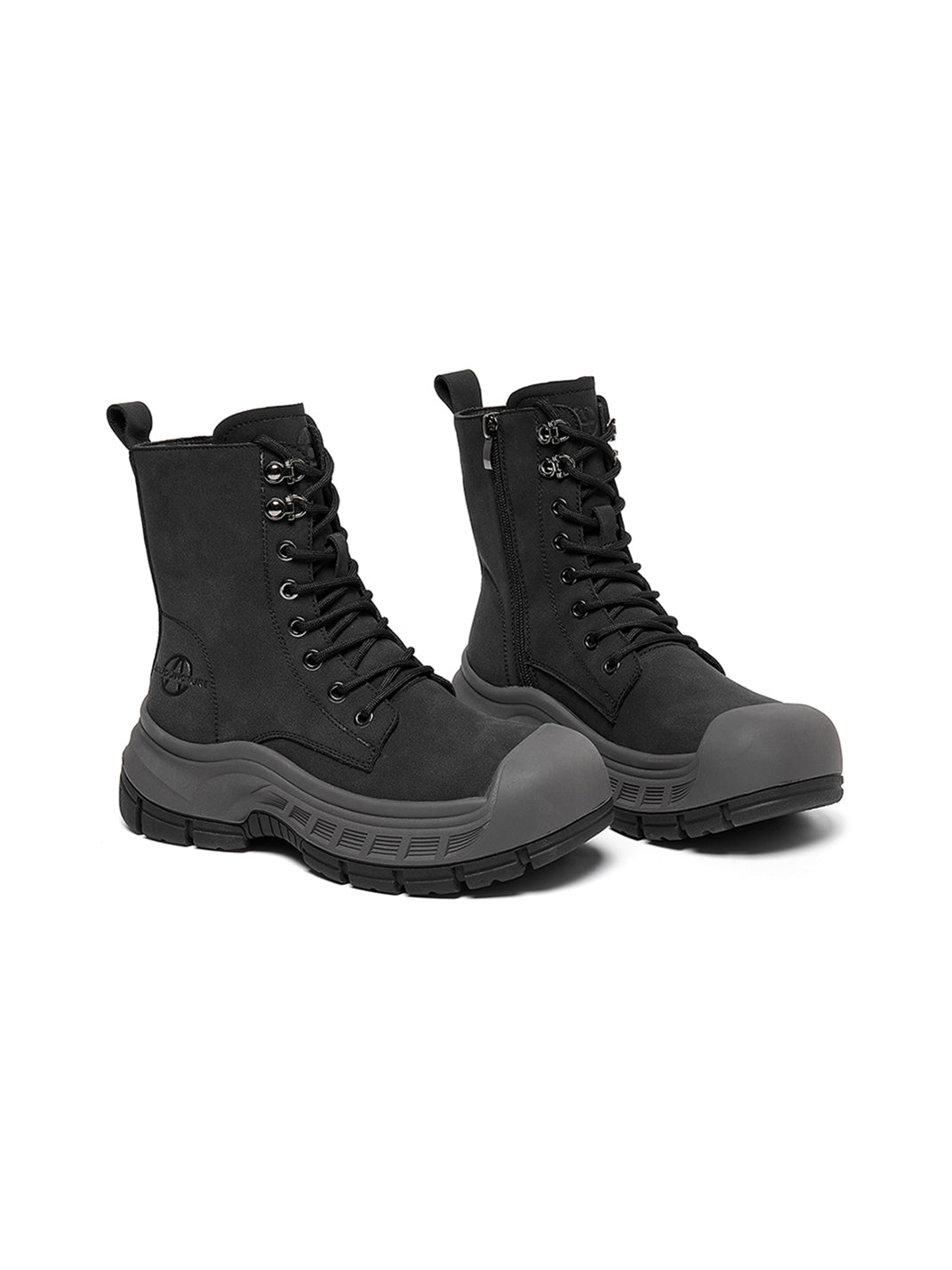 Gray Protective-Toe Platform Combat Boots - Skipkicks