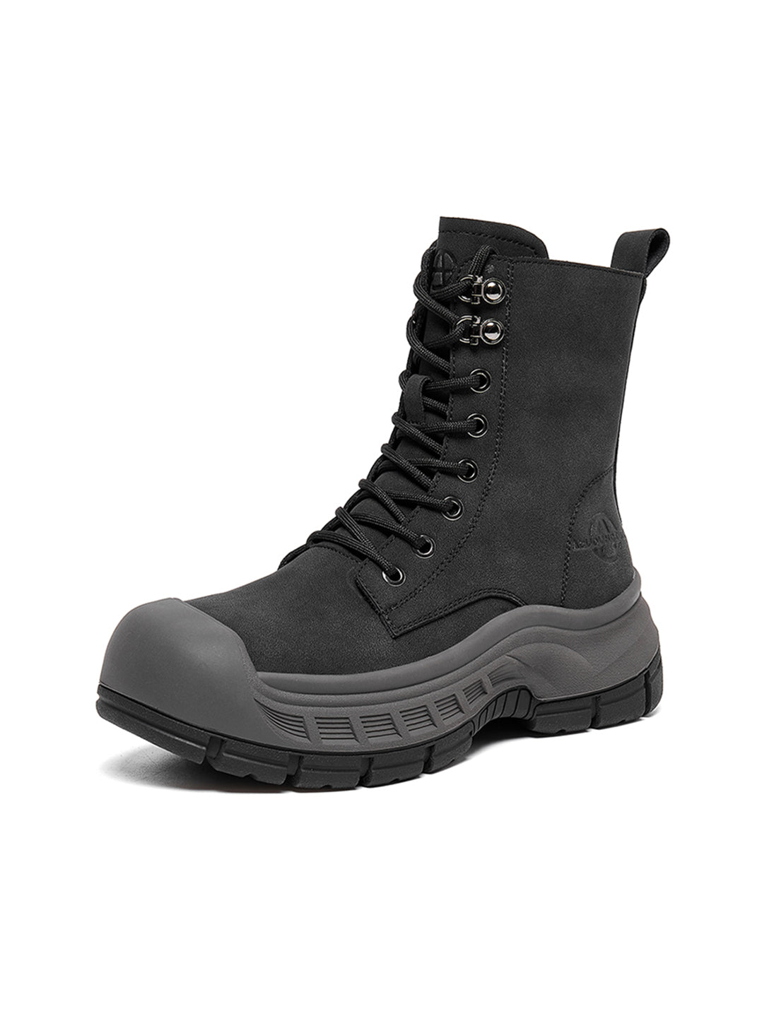 Gray Protective-Toe Platform Combat Boots - Skipkicks