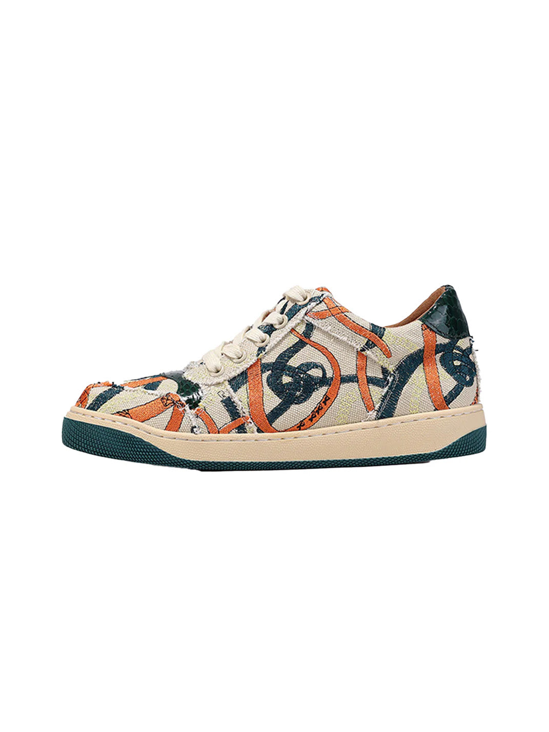 Green Graffiti Canvas Low-Top Sneakers - Skipkicks