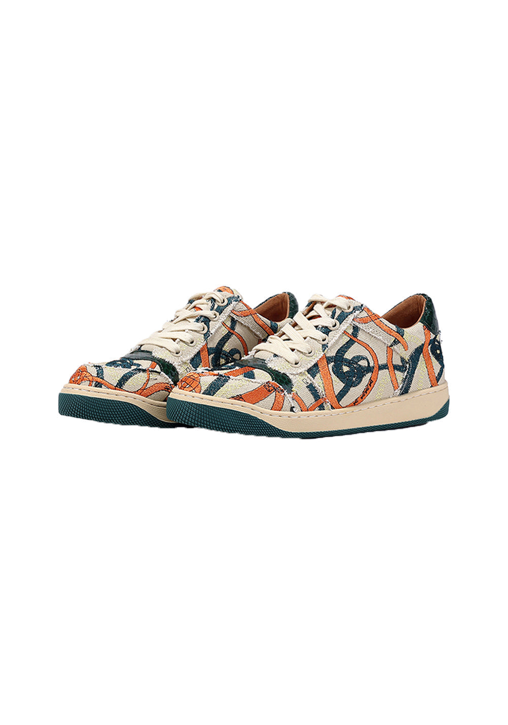 Green Graffiti Canvas Low-Top Sneakers - Skipkicks