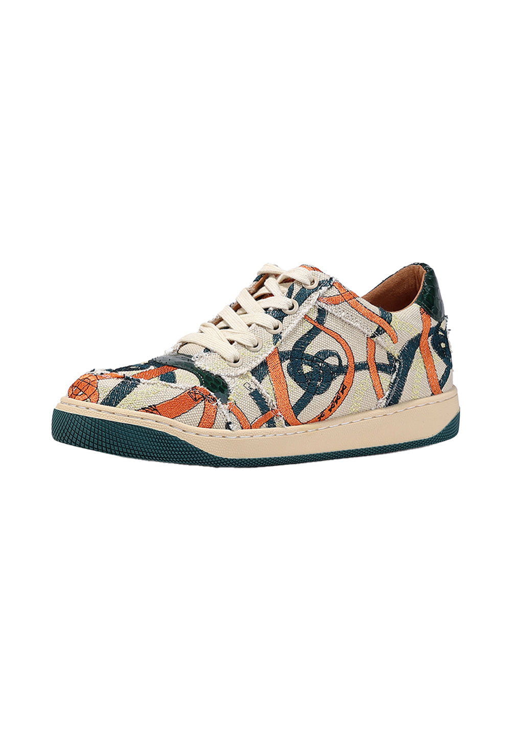 Green Graffiti Canvas Low-Top Sneakers - Skipkicks