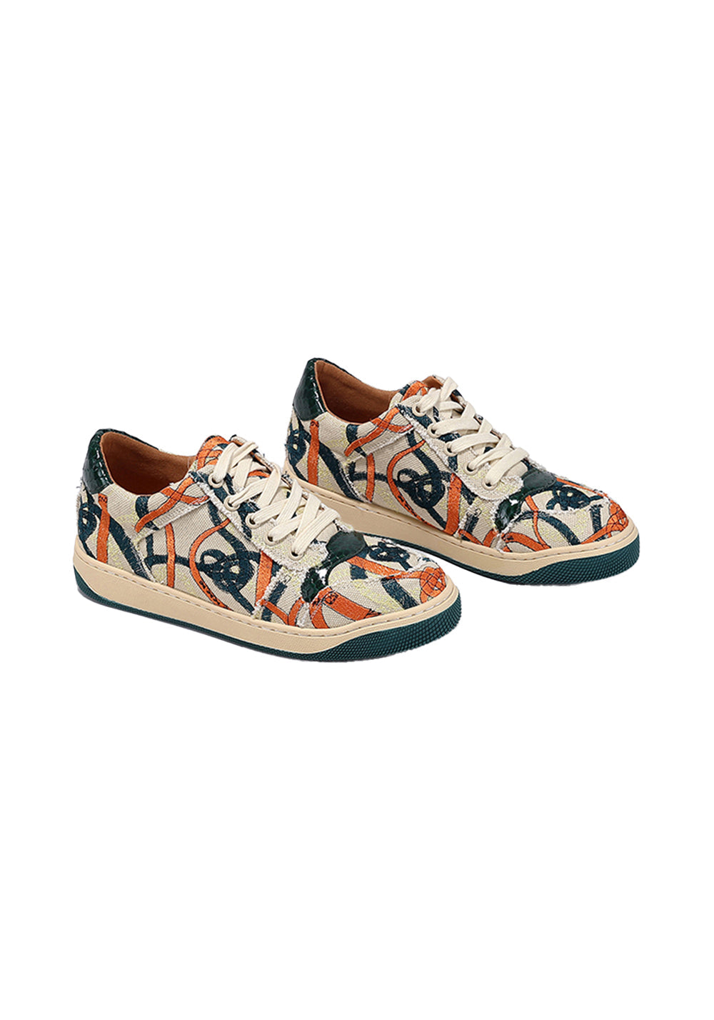 Green Graffiti Canvas Low-Top Sneakers - Skipkicks