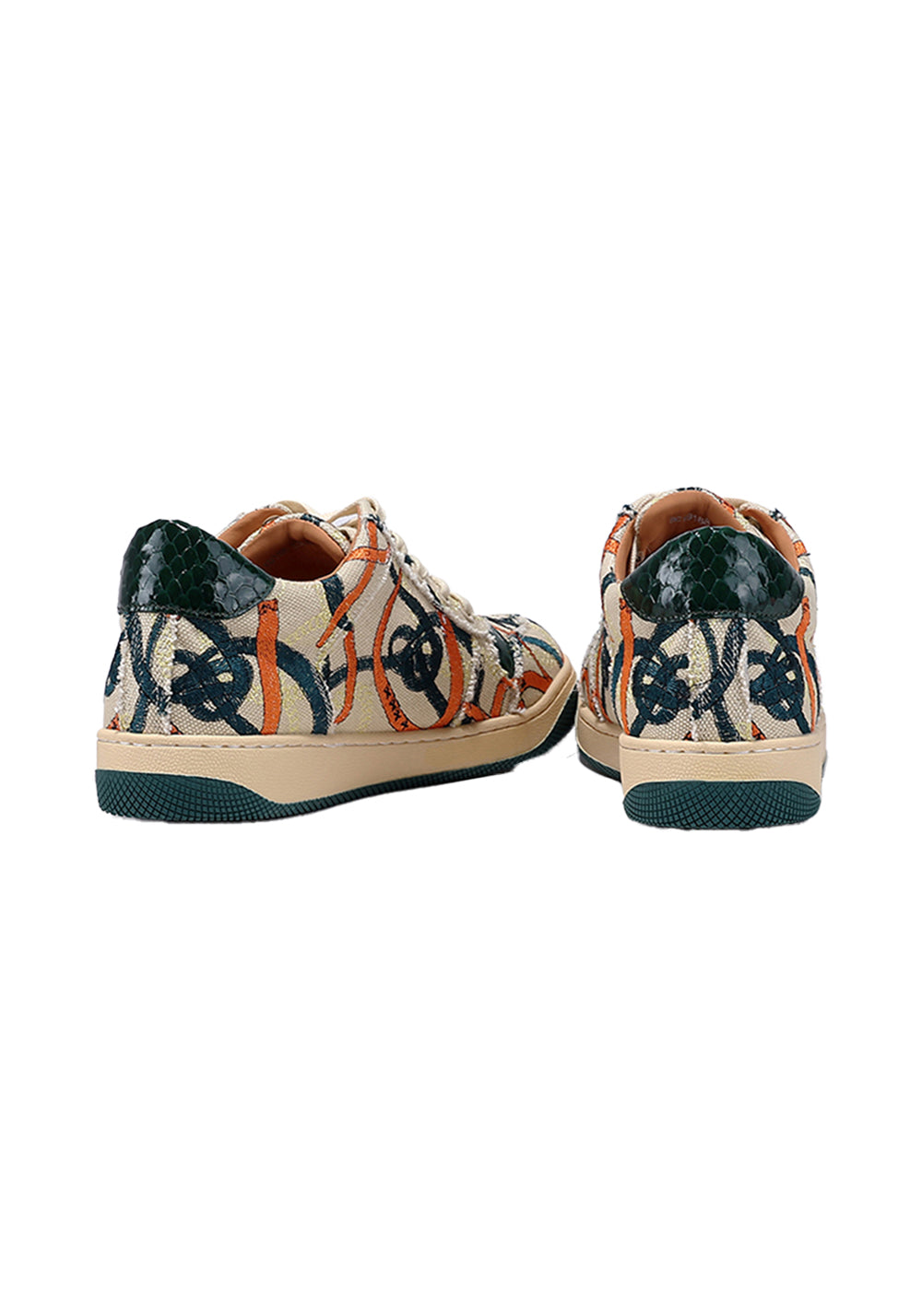 Green Graffiti Canvas Low-Top Sneakers - Skipkicks