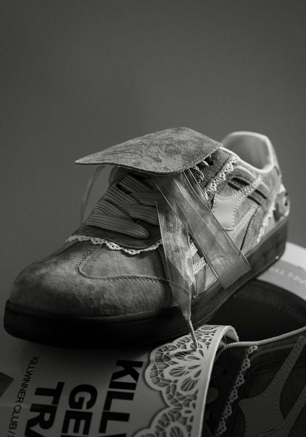 Grey Lace-Wrapped Retro Trainer Sneakers - Skipkicks
