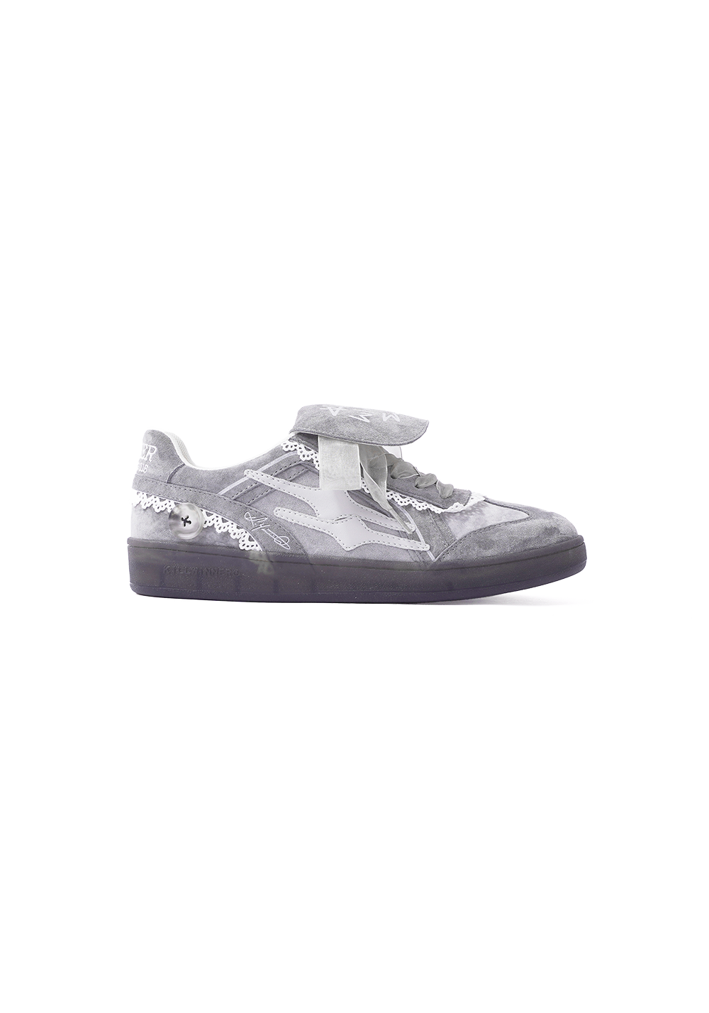 Grey Lace-Wrapped Retro Trainer Sneakers - Skipkicks
