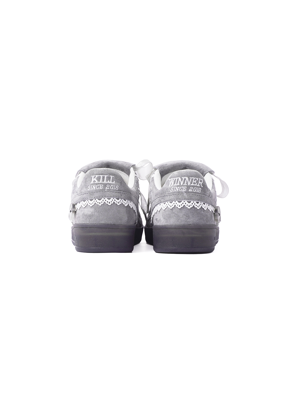 Grey Lace-Wrapped Retro Trainer Sneakers - Skipkicks