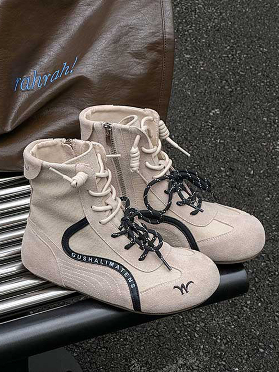 Double-Lace Suede Racing Training Boots - Skipkicks