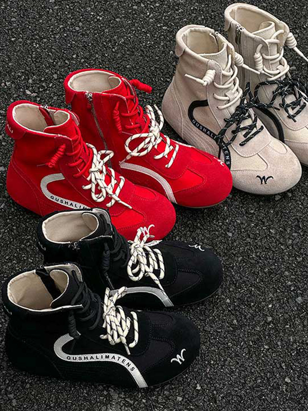 Double-Lace Suede Racing Training Boots - Skipkicks