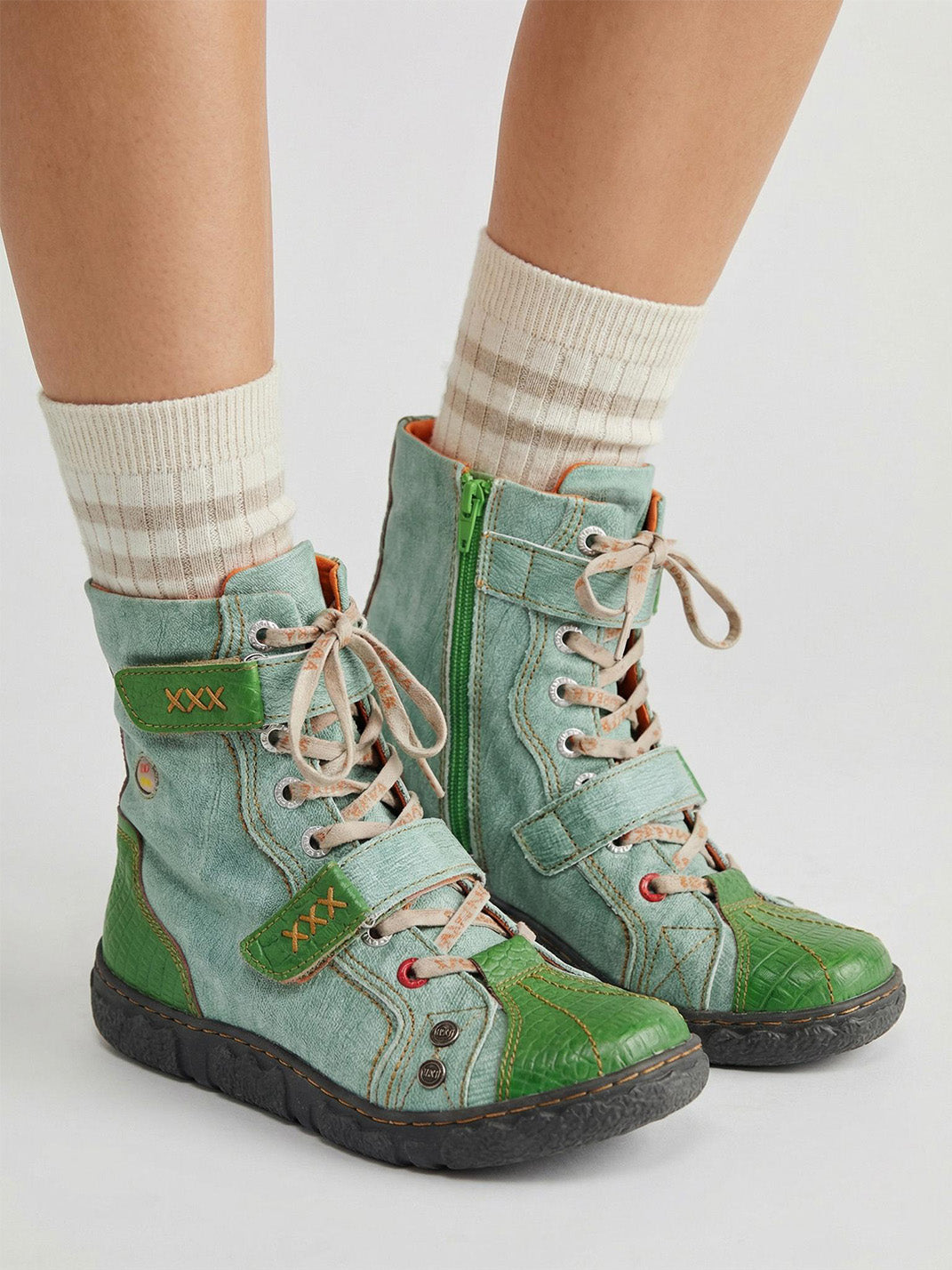 Hand-Stitched Flat Mid-Calf Boots