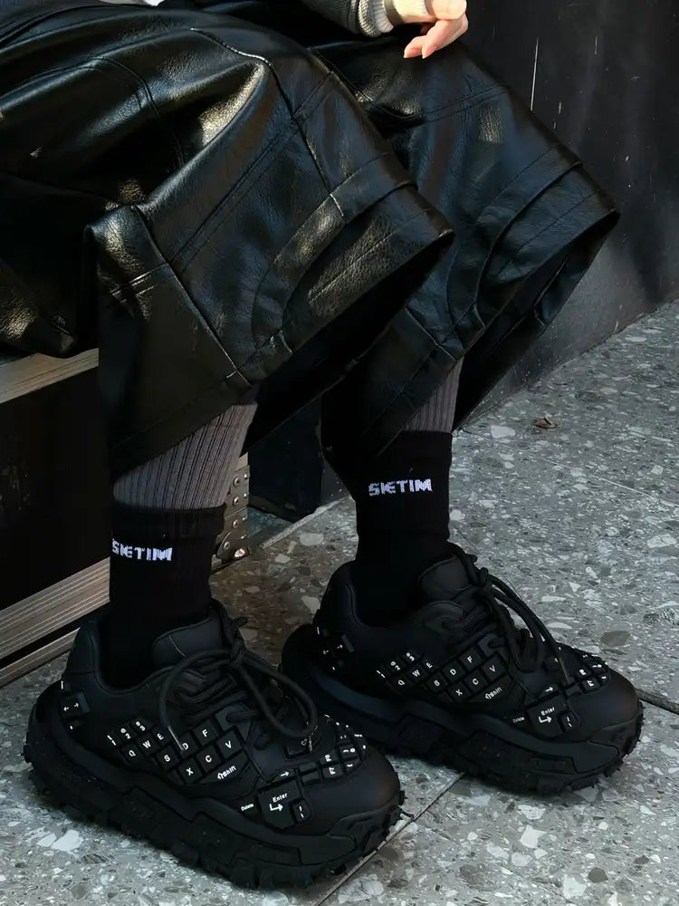 Black Chunky Keyboard Dad Sneakers - Skipkicks