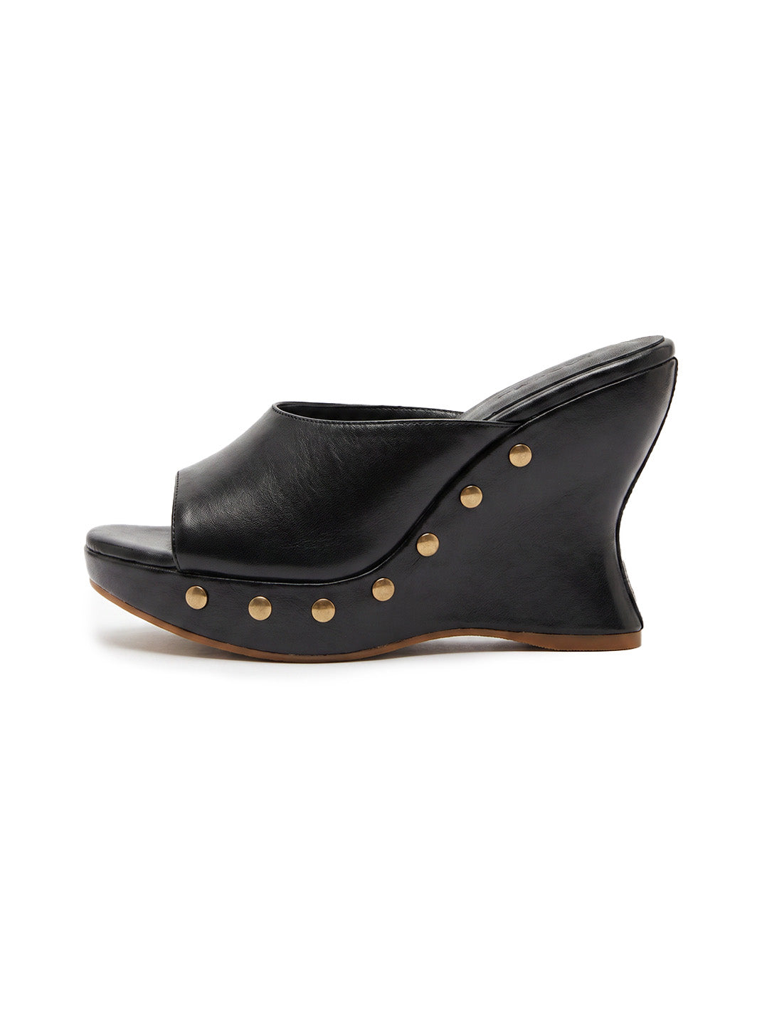 Studded Open-Toe Platform Wedge Mules - Skipkicks
