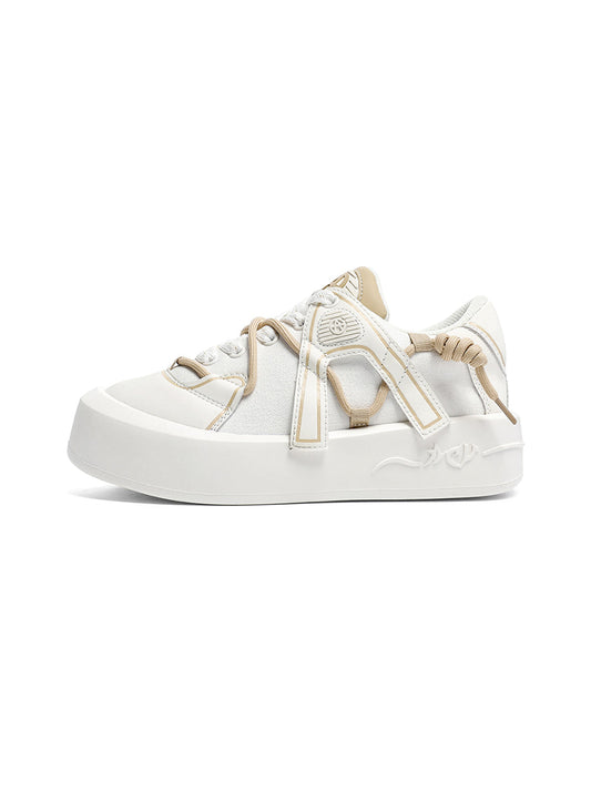 Ivory Buckle-Lace Platform Sneakers - Skipkicks