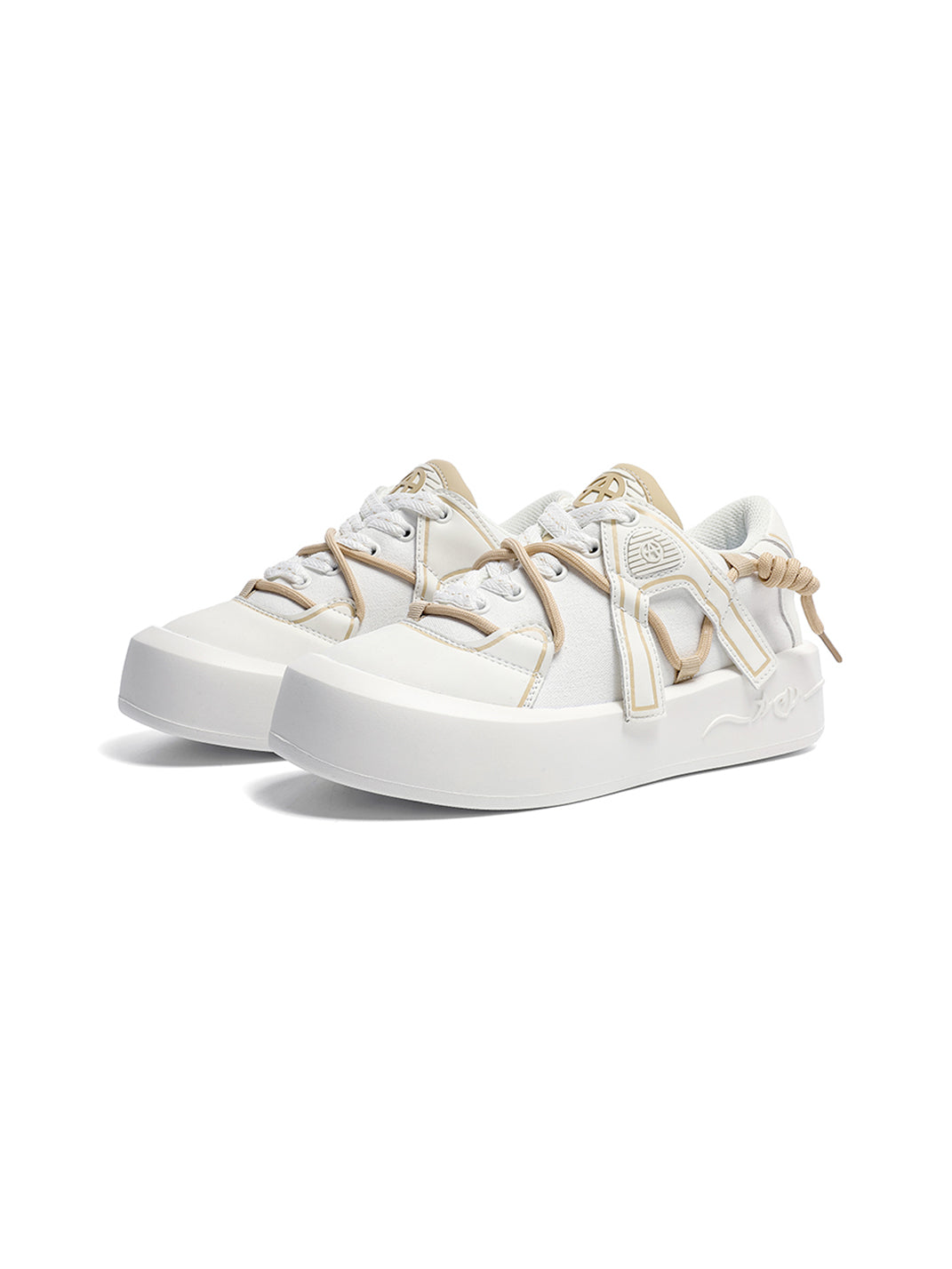 Ivory Buckle-Lace Platform Sneakers - Skipkicks