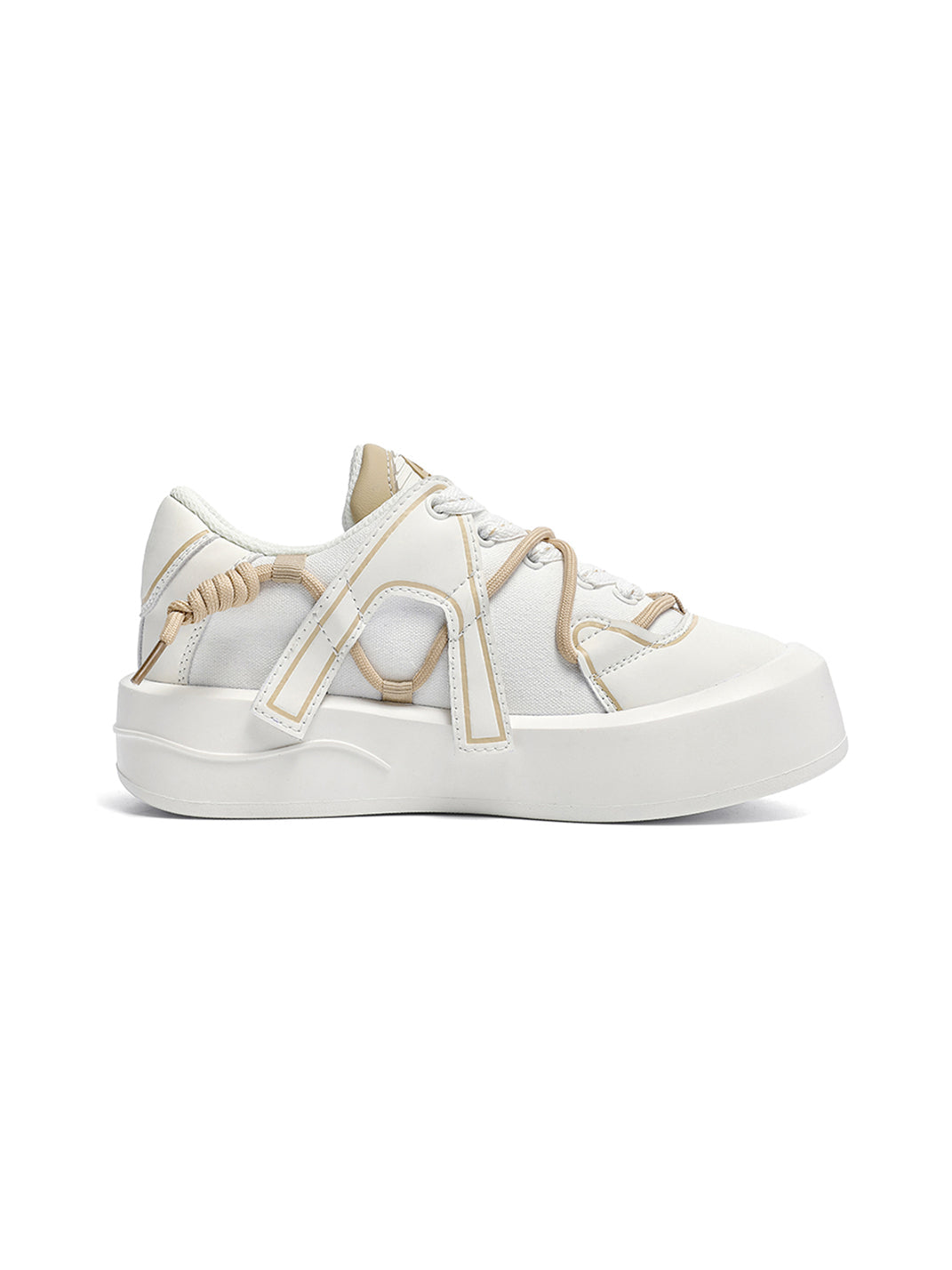 Ivory Buckle-Lace Platform Sneakers - Skipkicks