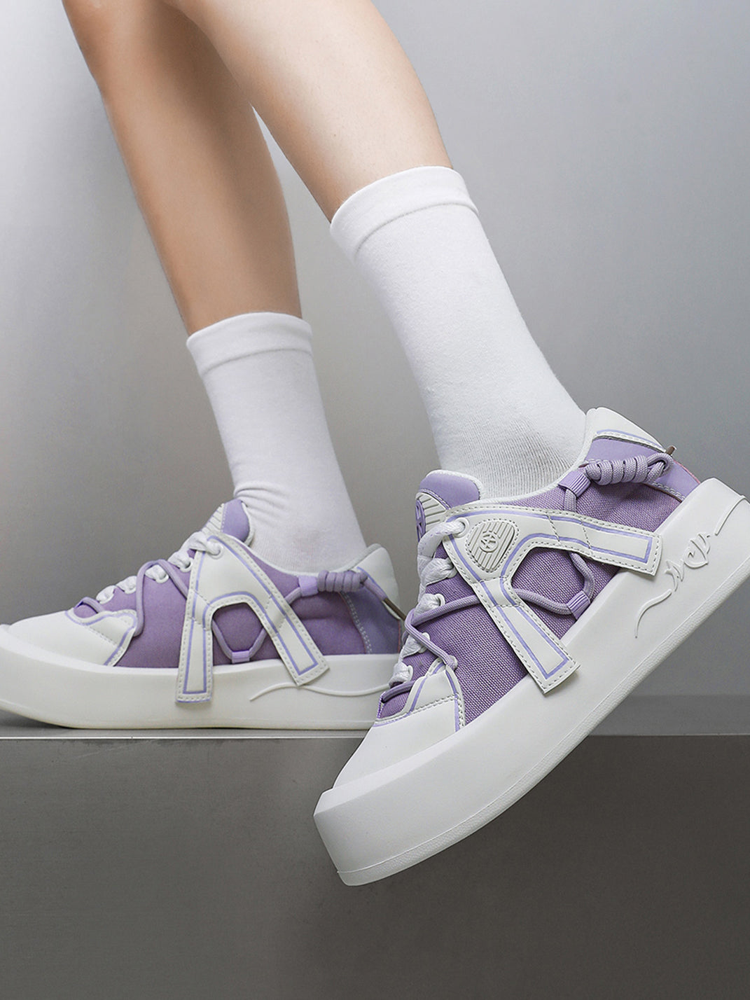 Ivory Buckle-Lace Platform Sneakers - Skipkicks