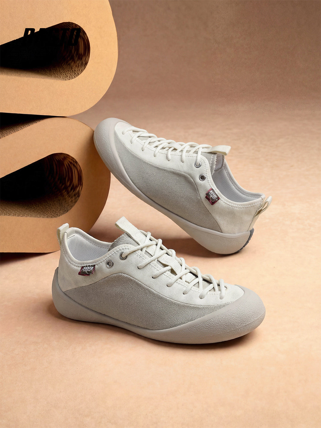 Ivory Mesh-Paneled Canvas Low-Top Sneakers - Skipkicks