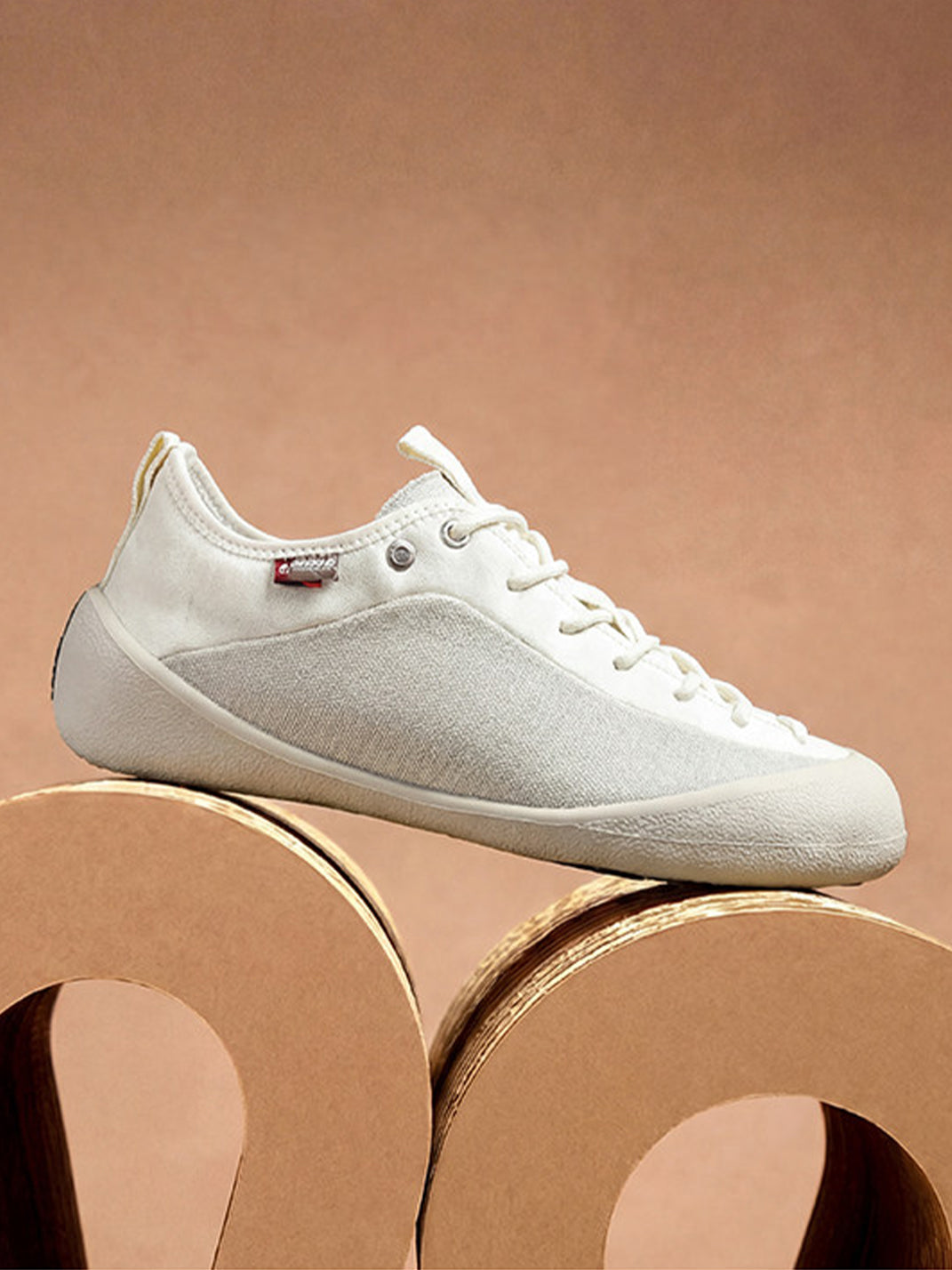 Ivory Mesh-Paneled Canvas Low-Top Sneakers - Skipkicks