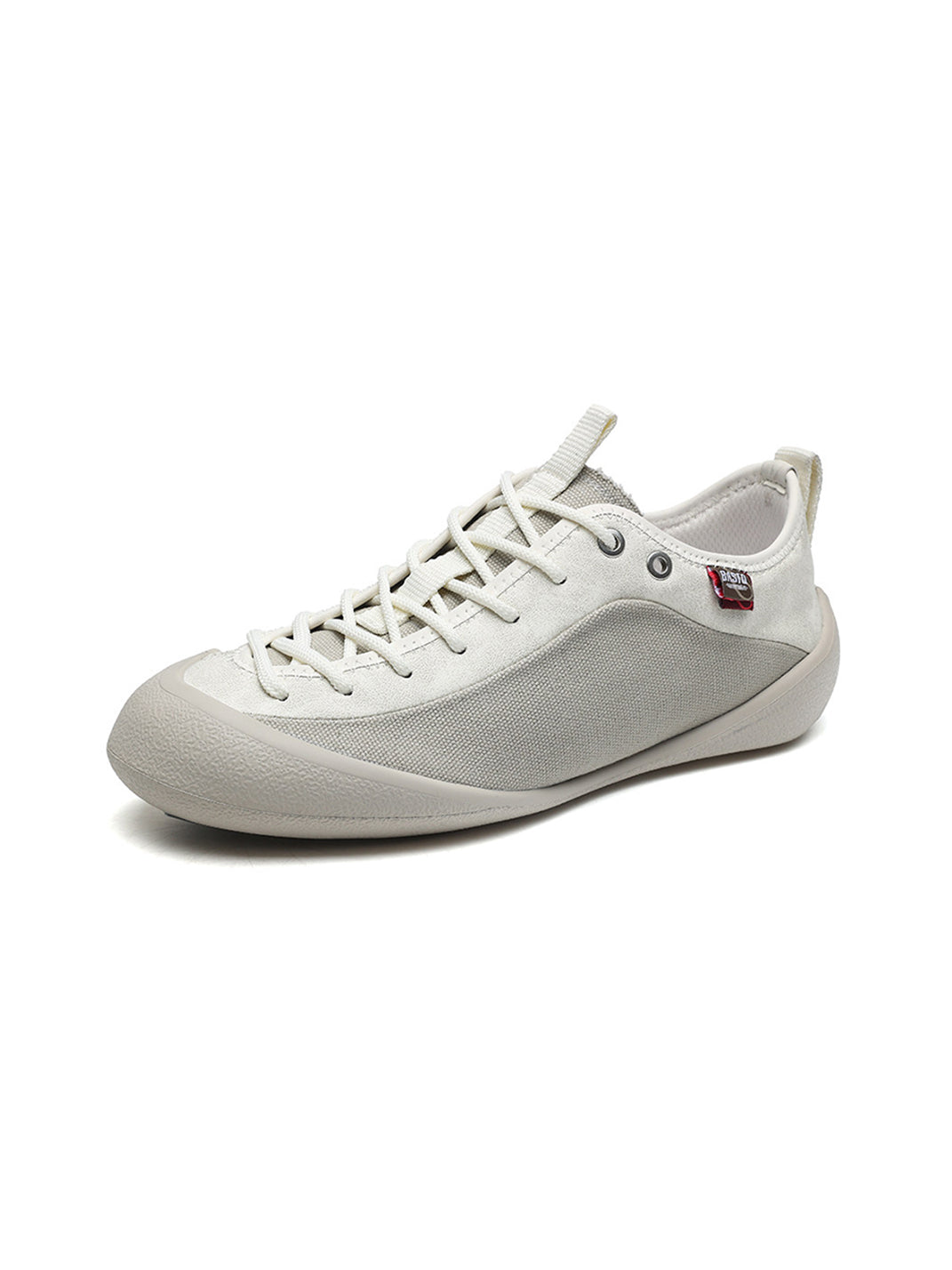 Ivory Mesh-Paneled Canvas Low-Top Sneakers - Skipkicks