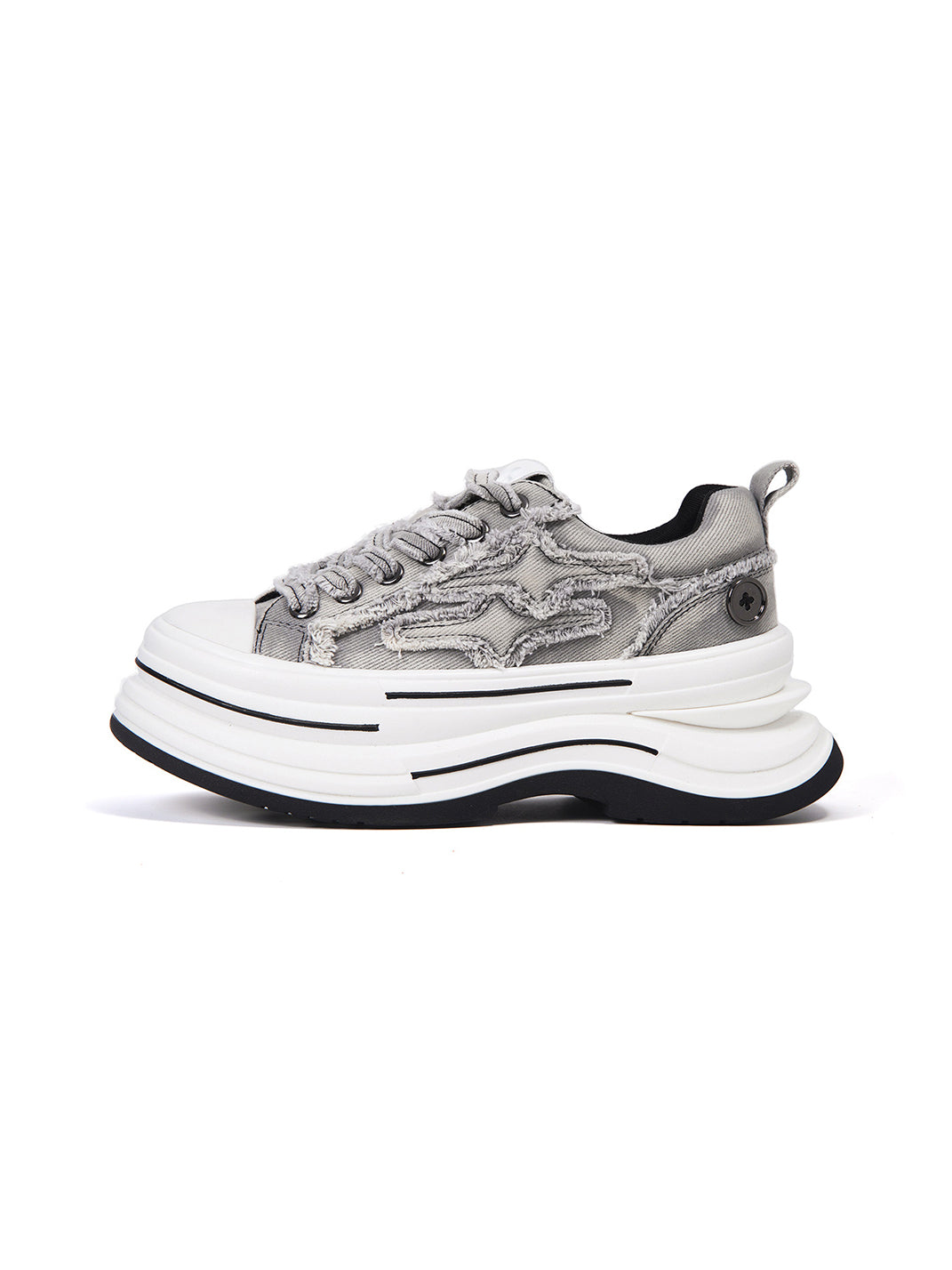 Gray Frayed-Canvas 7 cm Platform Sneakers - Skipkicks
