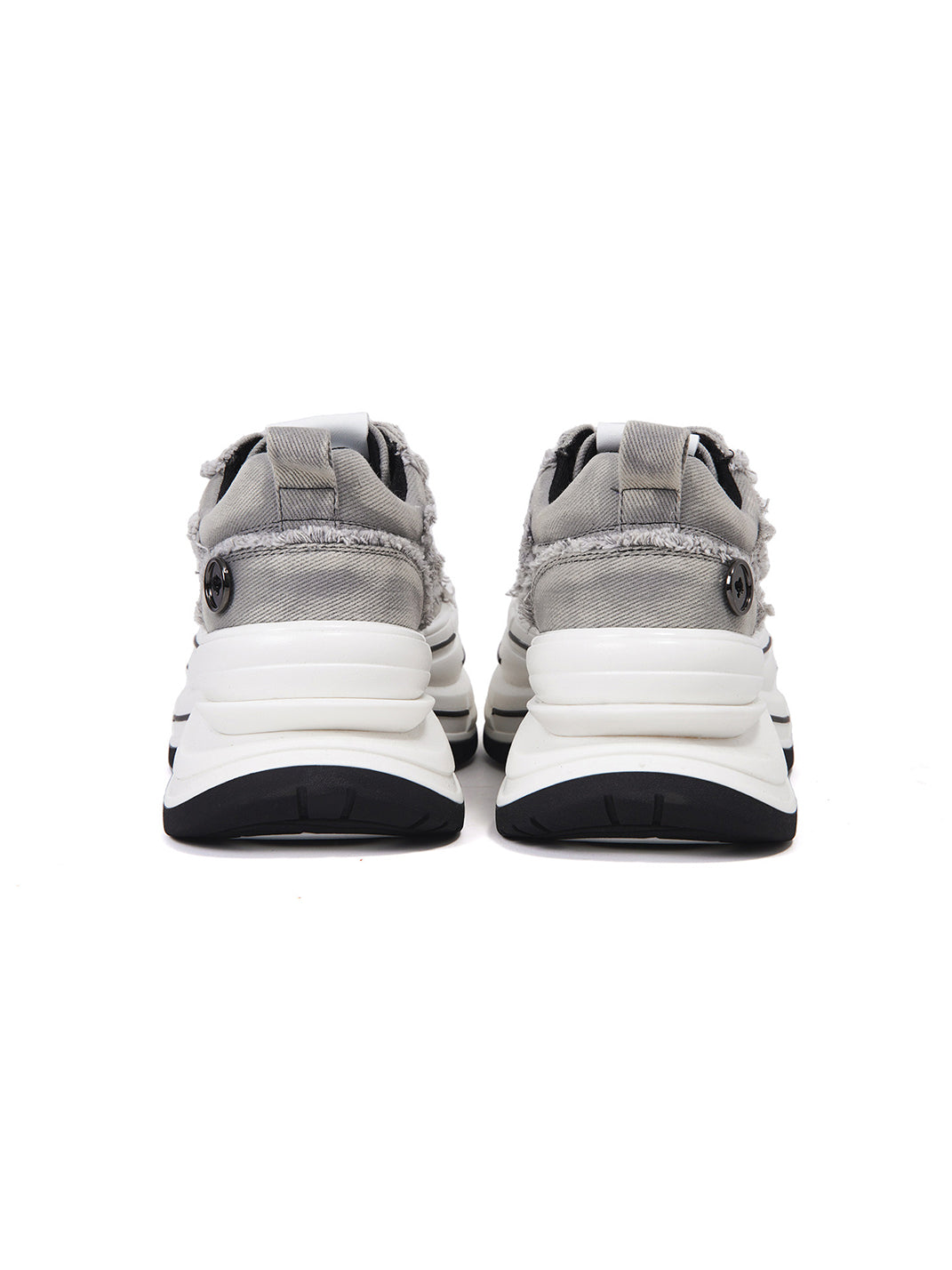 Gray Frayed-Canvas 7 cm Platform Sneakers - Skipkicks