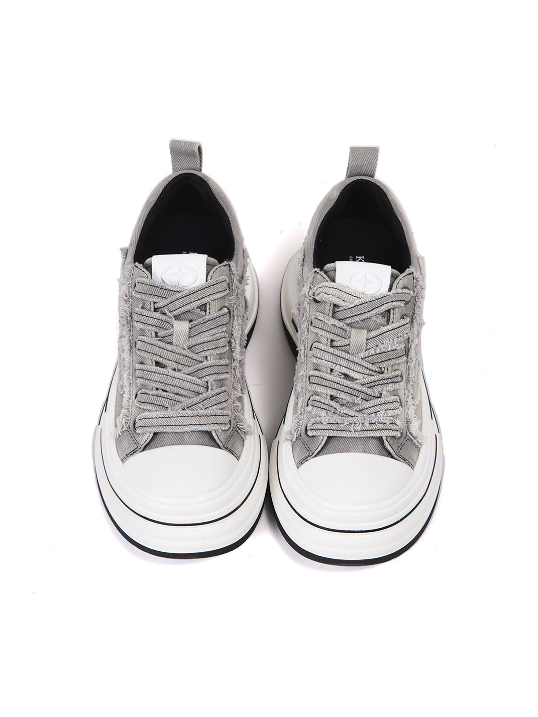 Gray Frayed-Canvas 7 cm Platform Sneakers - Skipkicks