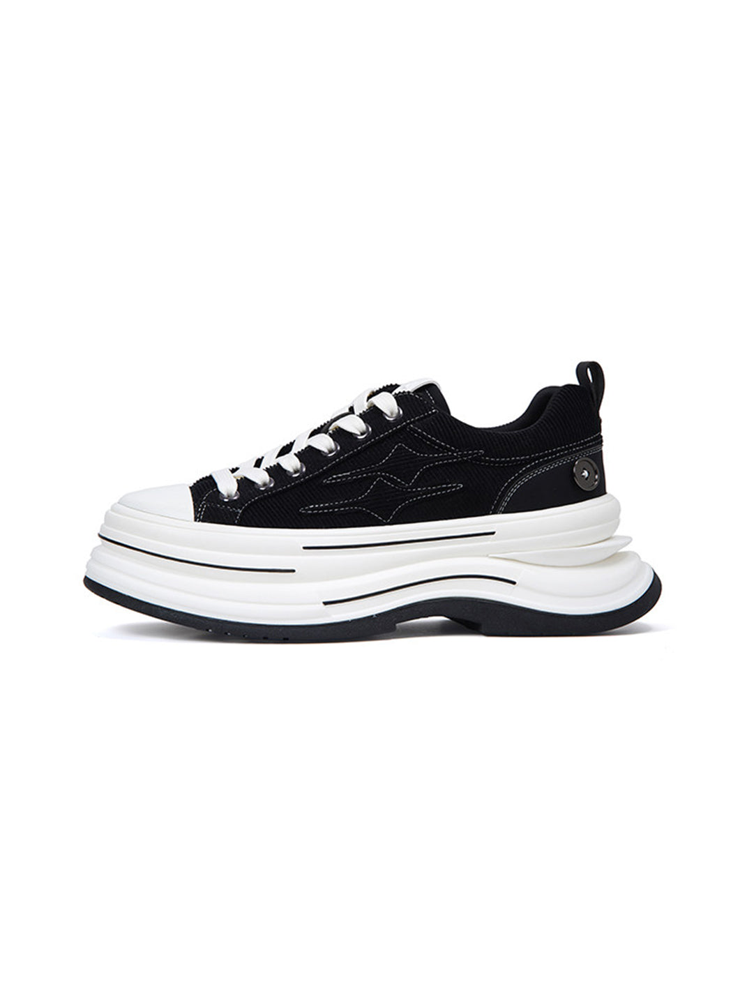 Black 7 cm Layered-Platform Canvas Sneakers - Skipkicks