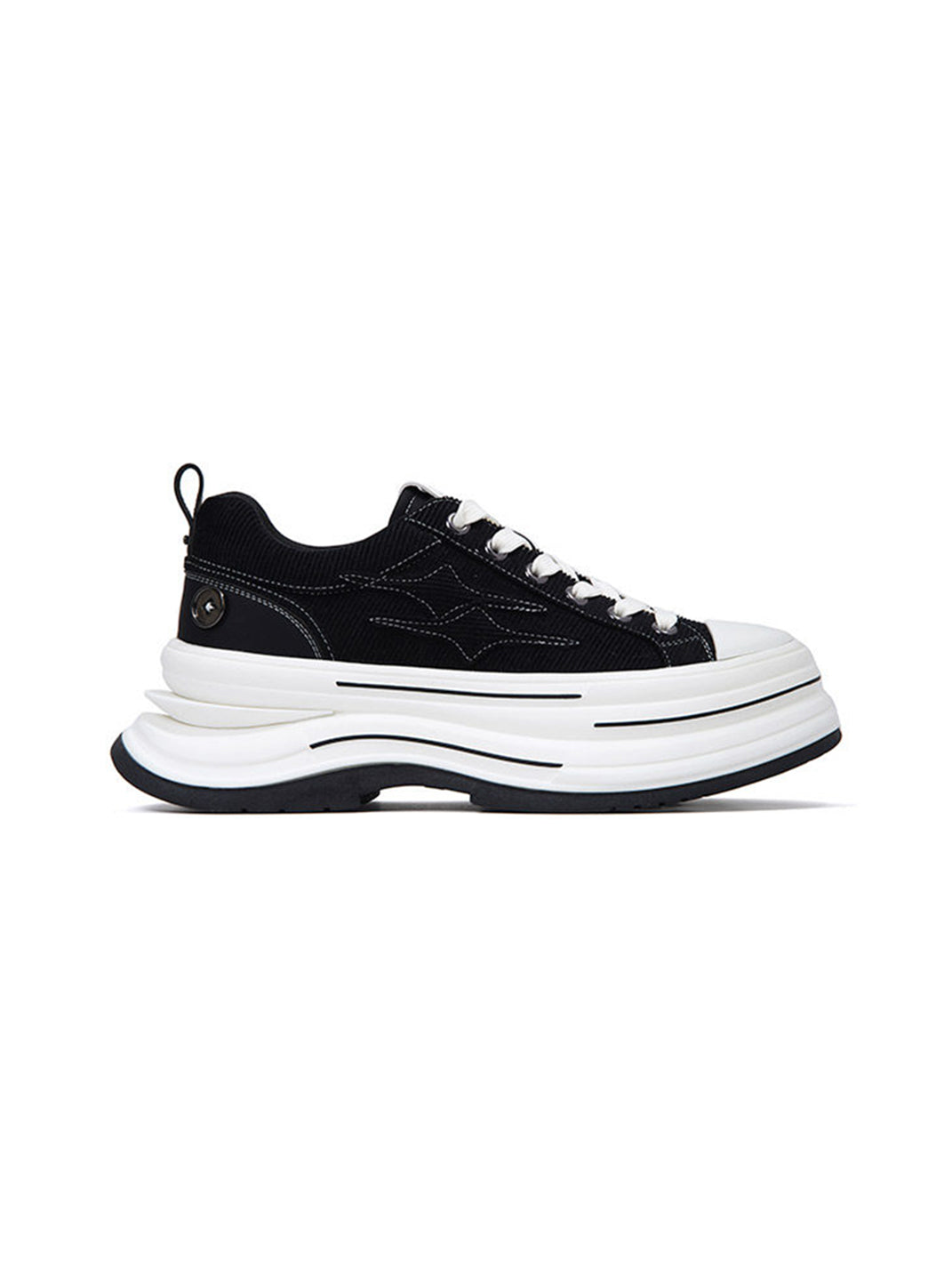Black 7 cm Layered-Platform Canvas Sneakers - Skipkicks
