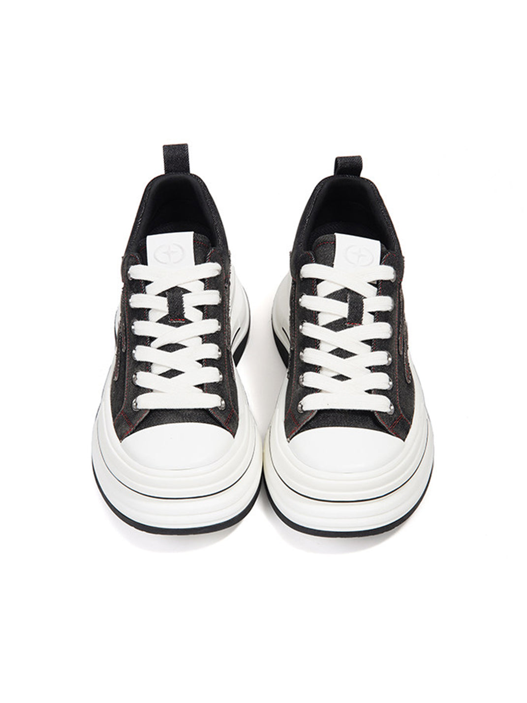 Black-Red 7 cm Layered Canvas Sneakers - Skipkicks